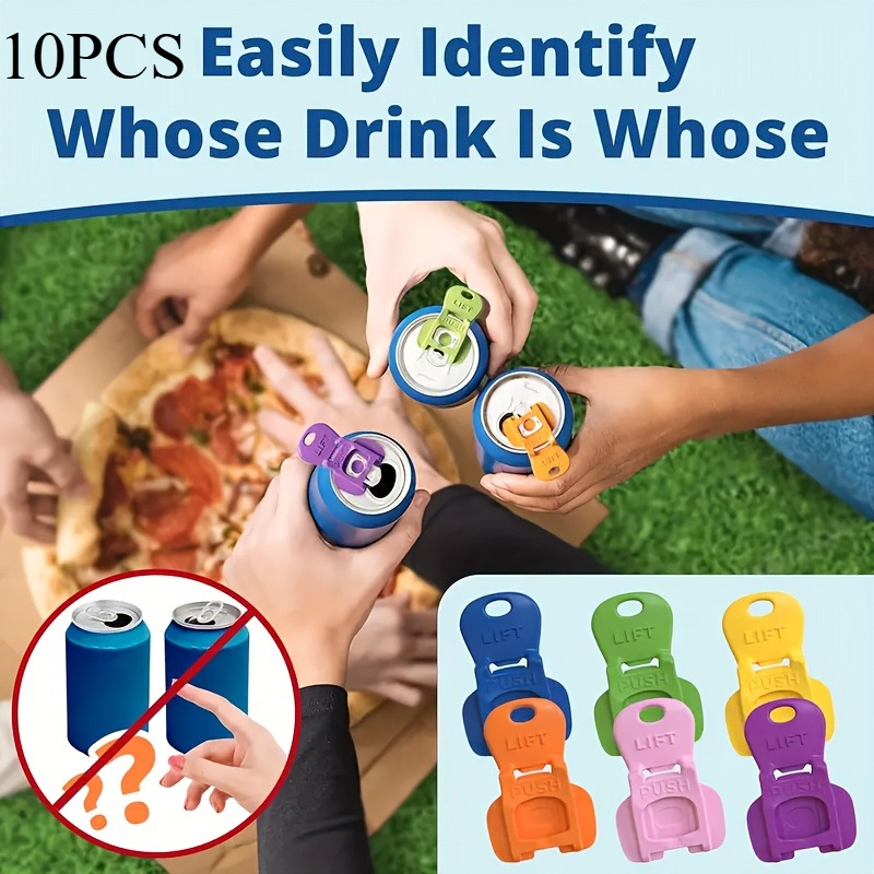 TEMU 10/ 20pcs Colored Plastic Can Lid Can Opener Beverage Protective Cover, Used To Effortlessly Open Beverages To Protect Beverages And Beer Cans