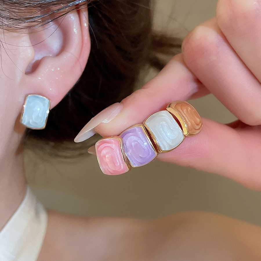 TEMU 5 Pairs French Commute Temperament Fashion Stud Earrings Set Spring Summer All-match