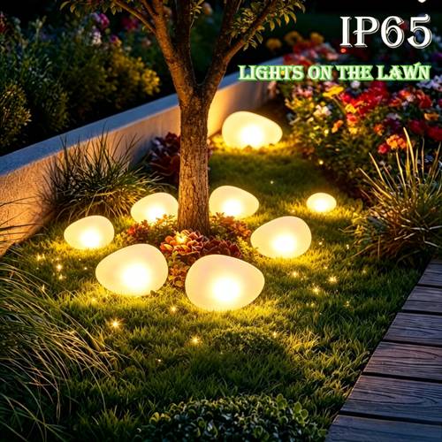 pebble lights solar pebble lights outdoor courtyard landscape lights ip65 led decorative lights simulation stone modeling lights courtyard terrace balcony decoration ambient lighting fixtures walkway lawn universal wa