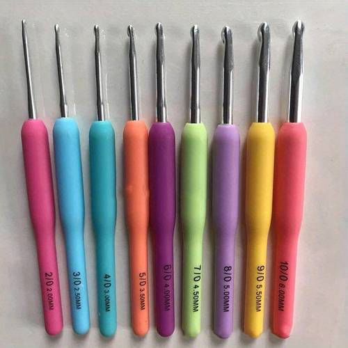 9pcs ow crochet hook set smooth du ble aluminum oxide needle comfortable grip 2 6mm bright colors for fun c fting