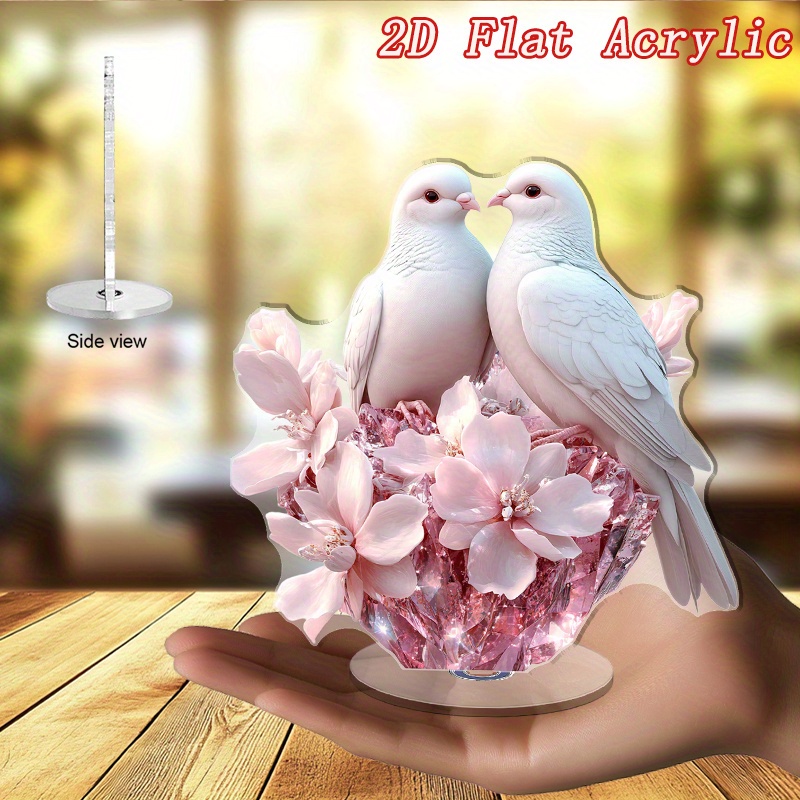 TEMU 2d Flat, 1pc Rotating Couple Ornament - Spinning Base Suitable For & Office Decor, Minimalist Acrylic Tabletop Display, / Wedding Gift,