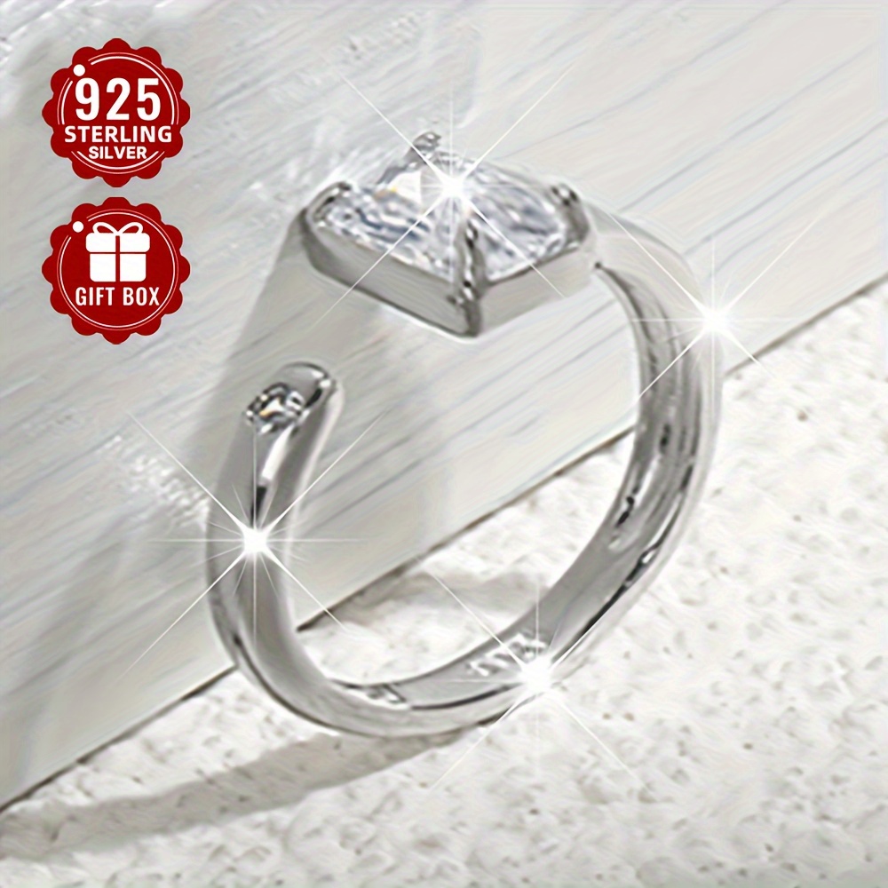 Adjustable Open Ring 925 Sterling Silver Zirconia Jewelry for Banquets