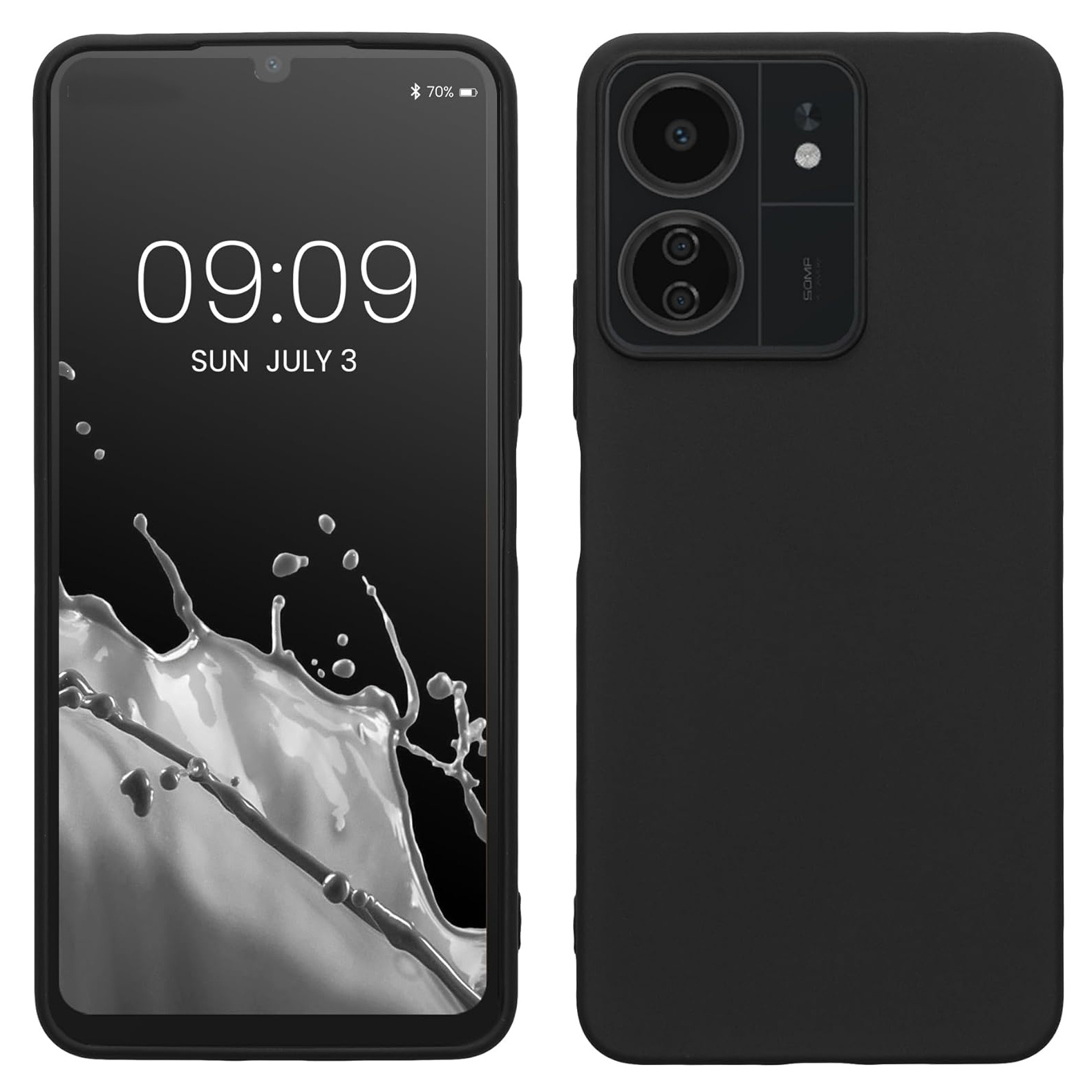 TEMU Phone Case - Slim Shock-resistant Flexible Black Matte Silicone Protective Case Cover For Xiaomi Poco C65 / Redmi 13c