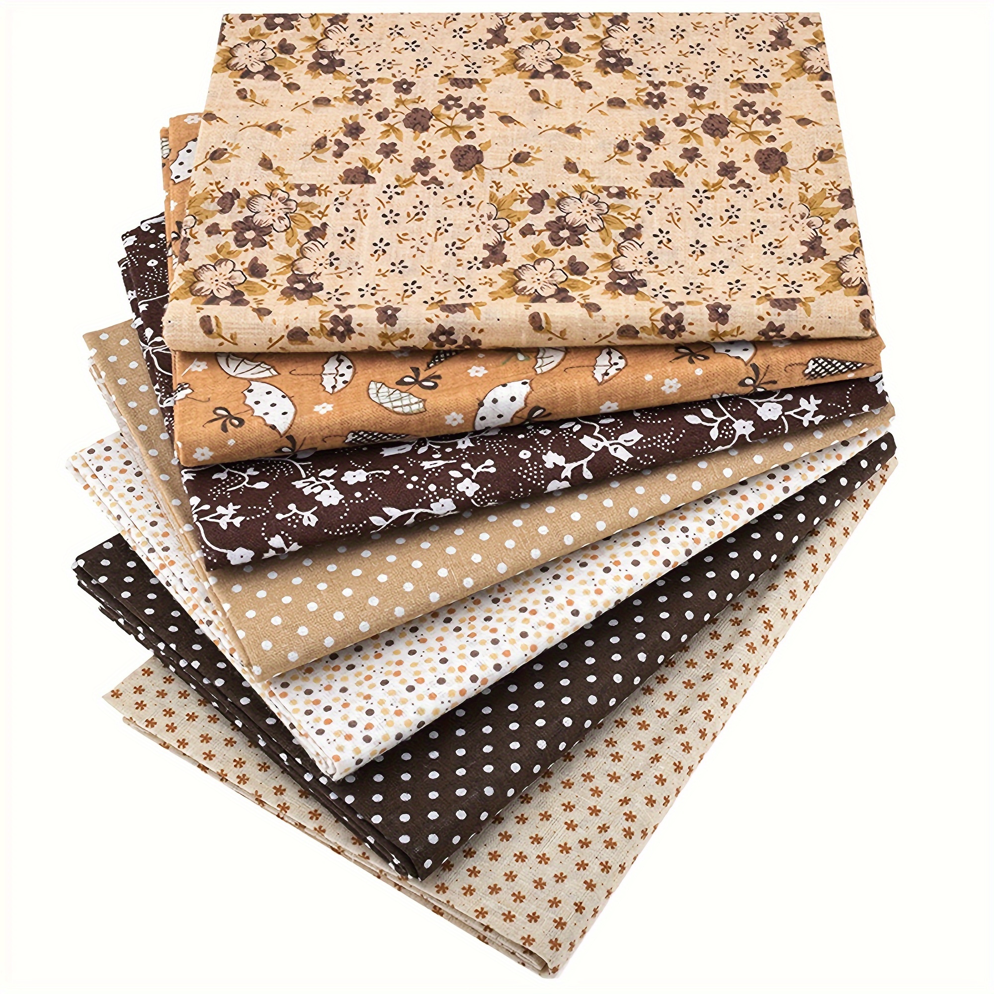 TEMU 7pcs Brown Fabric Square Set, Each Piece 15.7 X 19.7 Inches, Ideal For Bedding, Home Decor, Sewing, And Quilting Projects