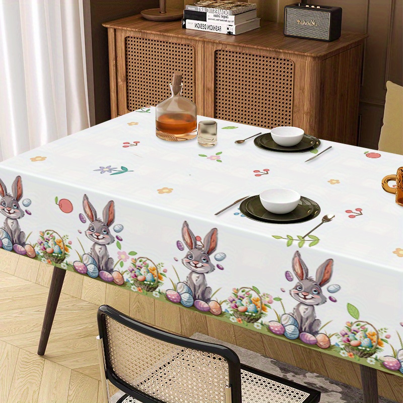 

1pc Easter Theme Tablecloth, And Stain , Rectangular Table Pattern For Dining, Kitchen, , , And Use