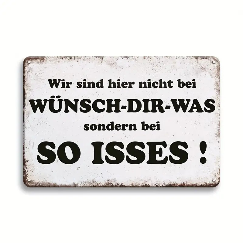 TEMU 2D Flat - . 2D Flat Druck Retro Deutschland Text Metallschild, Wir Sind Fähigkeit Bei Dir Was Sondern Bei So , Lustiges Hängendes Blechschild