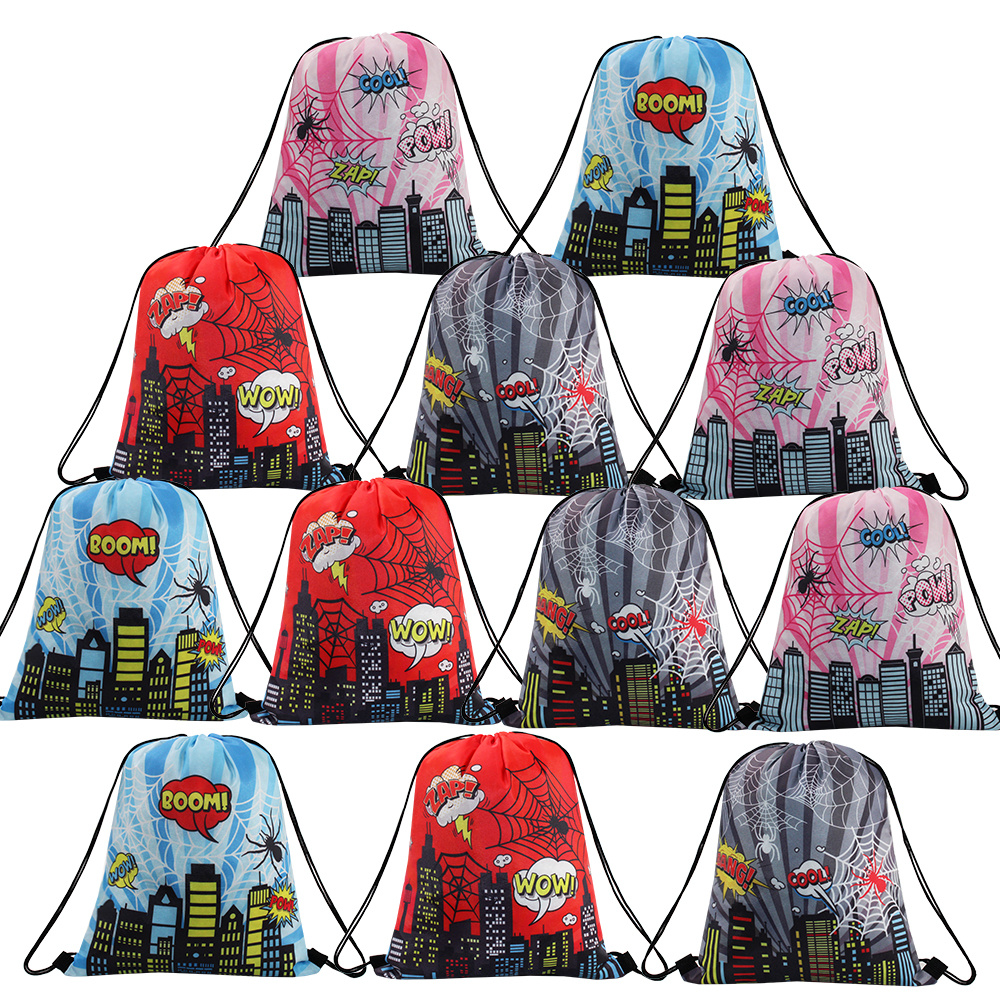 TEMU Gift For Her/him 12pcs Superhero Party Drawstring Backpacks - Durable Party Gift Bags, Suitable For Birthday Parties, Christmas, Halloween Party