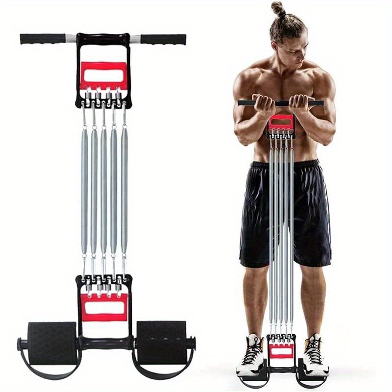 Multifunctional Spring Chest Expander Abdominal Shaping Grip Three-In-One Pull-Up Barbell Exerciser 5 Metal Springs Arm 