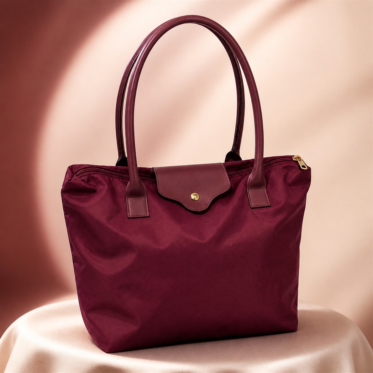 TEMU Bolso tote de para mujer color borgoña con forma trapezoidal y asa superior - Cierre de cremallera superior y solapa frontal, adecuado para