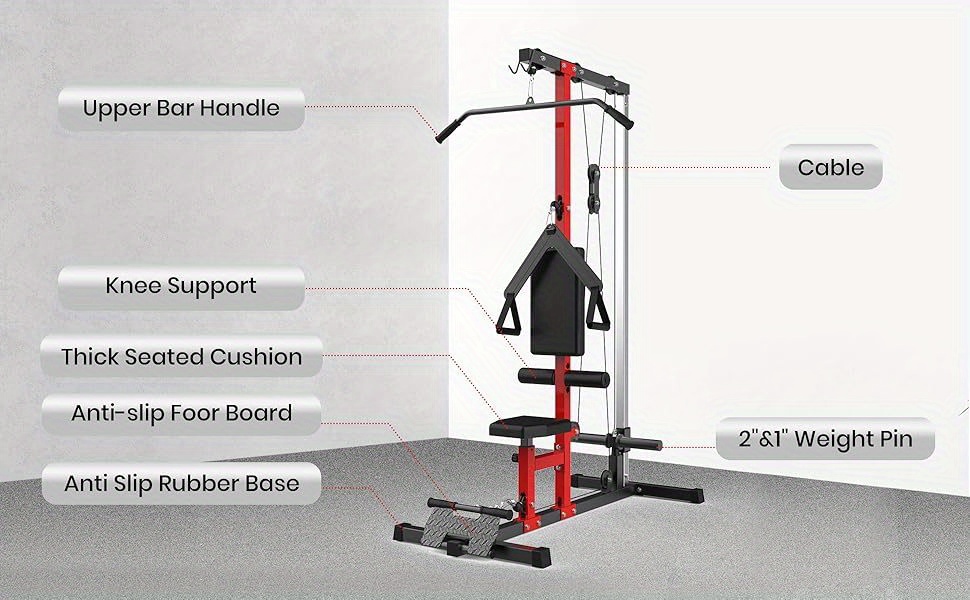 [EuKer All-in-One Iron] EuKer 1pc All-in-One Iron Multi-Function Cable Machine - Adjustable Pulleys, Leg Support, and Seat Pad for Home Gym LAT Pulldown and Rowing Station Full Body Workout