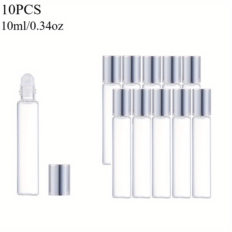 

10pcs Essential Oil Roller Bottles Set, Glass & Amber, 10ml/0.34oz & 5ml/0.17oz, Hand Wash Only, Round Unscented, With Caps For Travel, Perfume, Lip Gloss