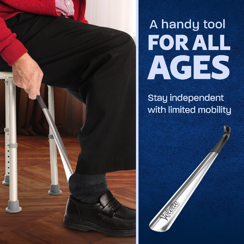 1 Extra-Long 41.91-Inch Stainless Steel Shoe Horn for Seniors - Anti-Slip Comfort Grip, Durable Metal Construction, Easy to Use by the Elderly, Disabled, and Those with Limited Mobility