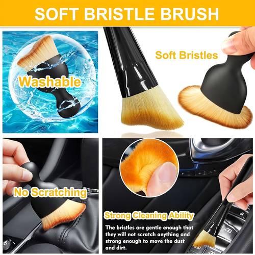 imagen del artículo kit de y limpieza para autos de 12 piezas, herramientas detalladas para interior y exterior, cepillo esponja para interior, cepillo para llantas, toalla, cepillo de limpieza, juego profesional de profundo | paquete universal de limpieza para autos y motocicletas, no requiere