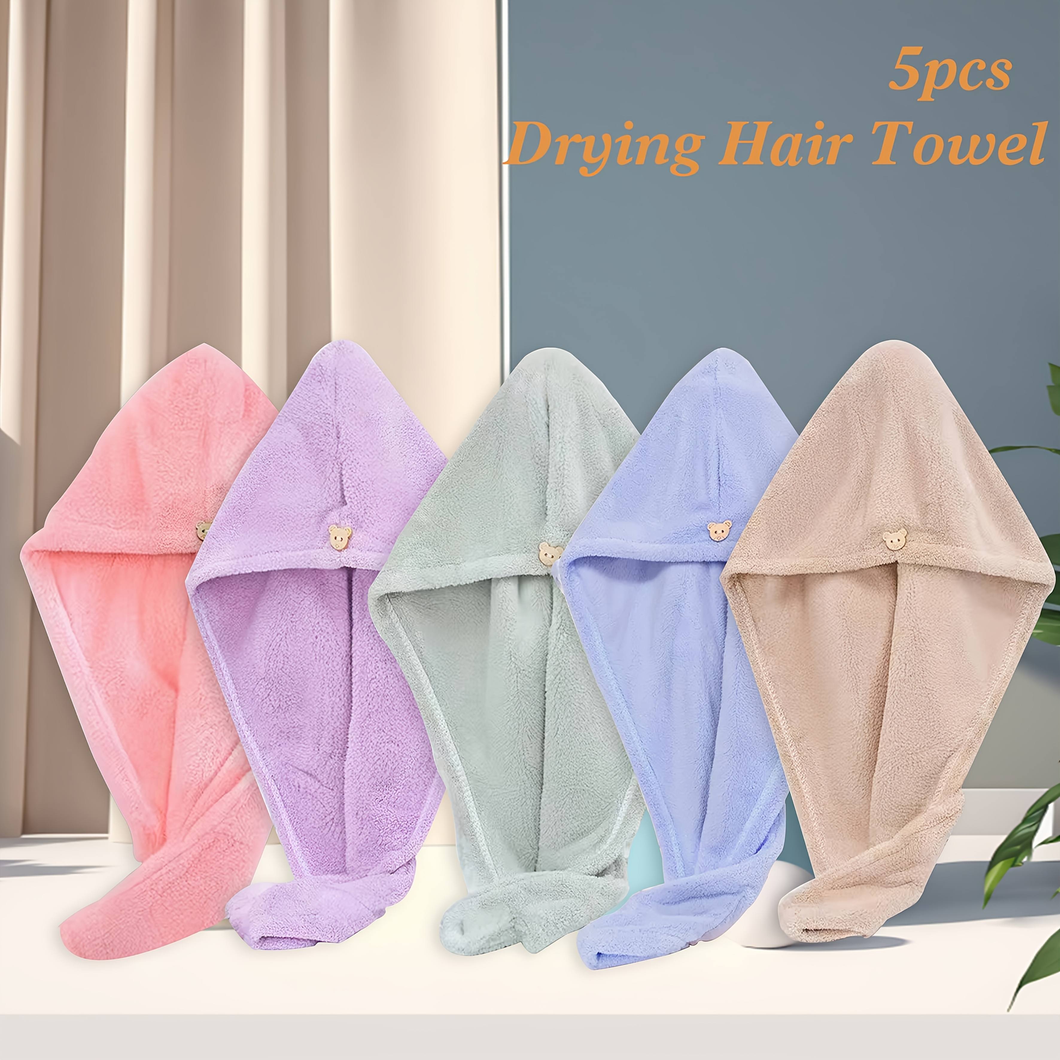 TEMU 5pcs Hair Caps, Random Colors, Water-absorbing And Quick-drying Headscarves, Bath Caps, Headscarves, Home Soft Shampoo Dry Hair Towels