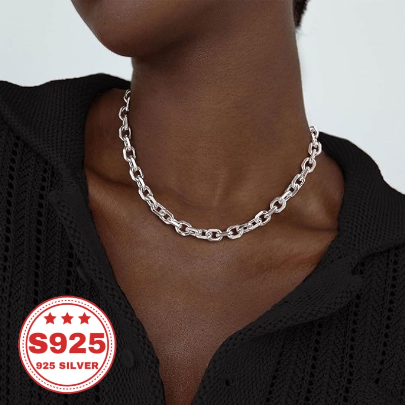 Image of Handmade, 5.5mm 925 Silver O-ring Necklace, Suitable For Daily Wear And Gifting, Christmas Theme, Jewelry, Unisex, Valentine's Day Gift For Boyfriend/girlfriend