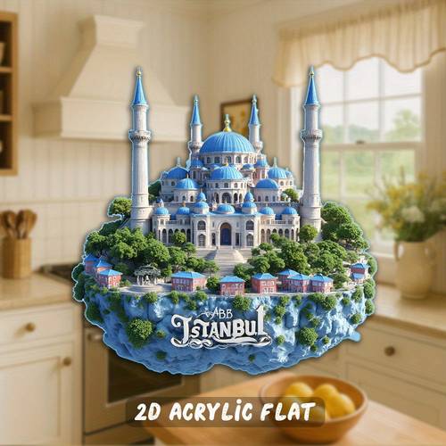 1pc fridge magnet suitable for home eid gifts travel souvenirs housewarming decor with blue mosque mosque 3 5inch cultural gift for office ramadan present 2d flat