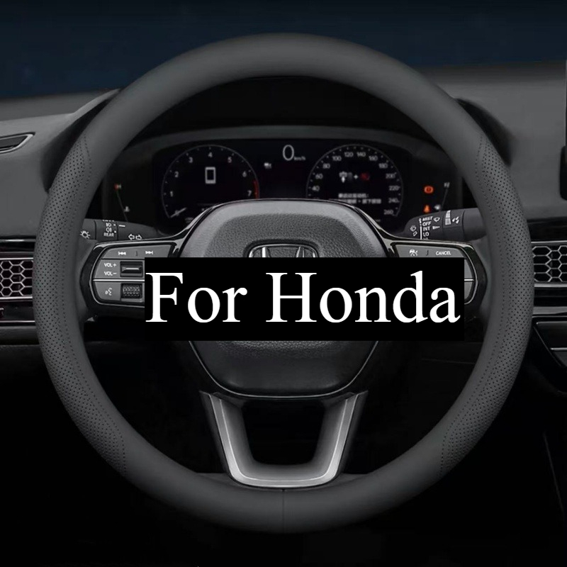 TEMU Suitable For 38cm/14.96in Round Steering Wheel, Perforated Breathable Pu Leather Steering Wheel Cover, Automotive Accessory, Sporty Style,