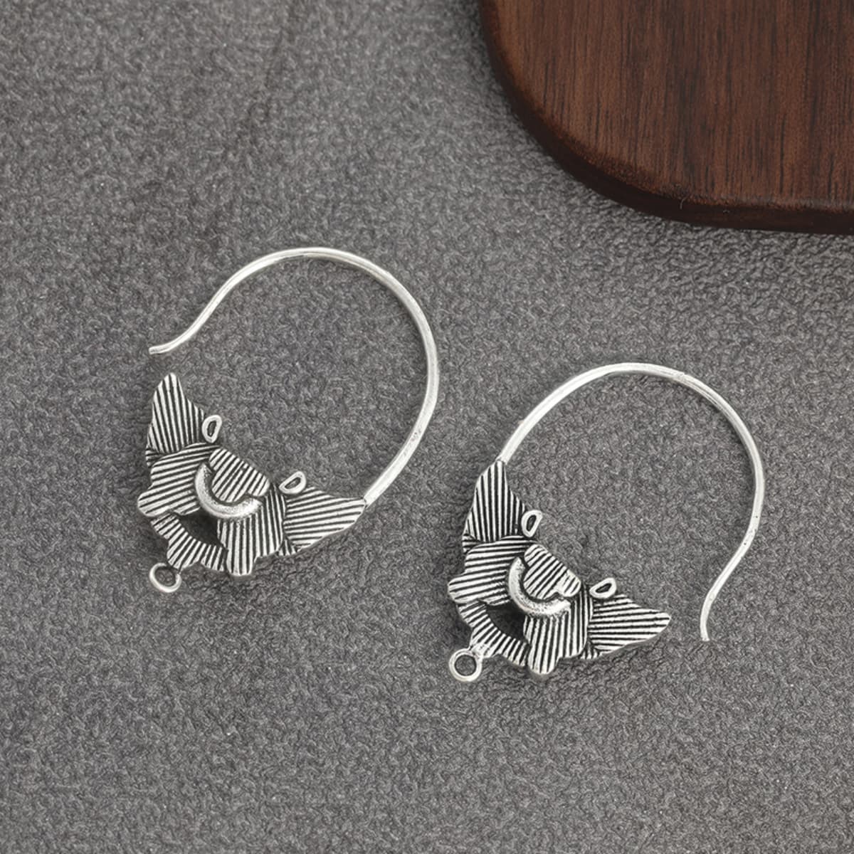 Long Dangle Ear Hooks with Textured Mask Pendants, Unisex Style