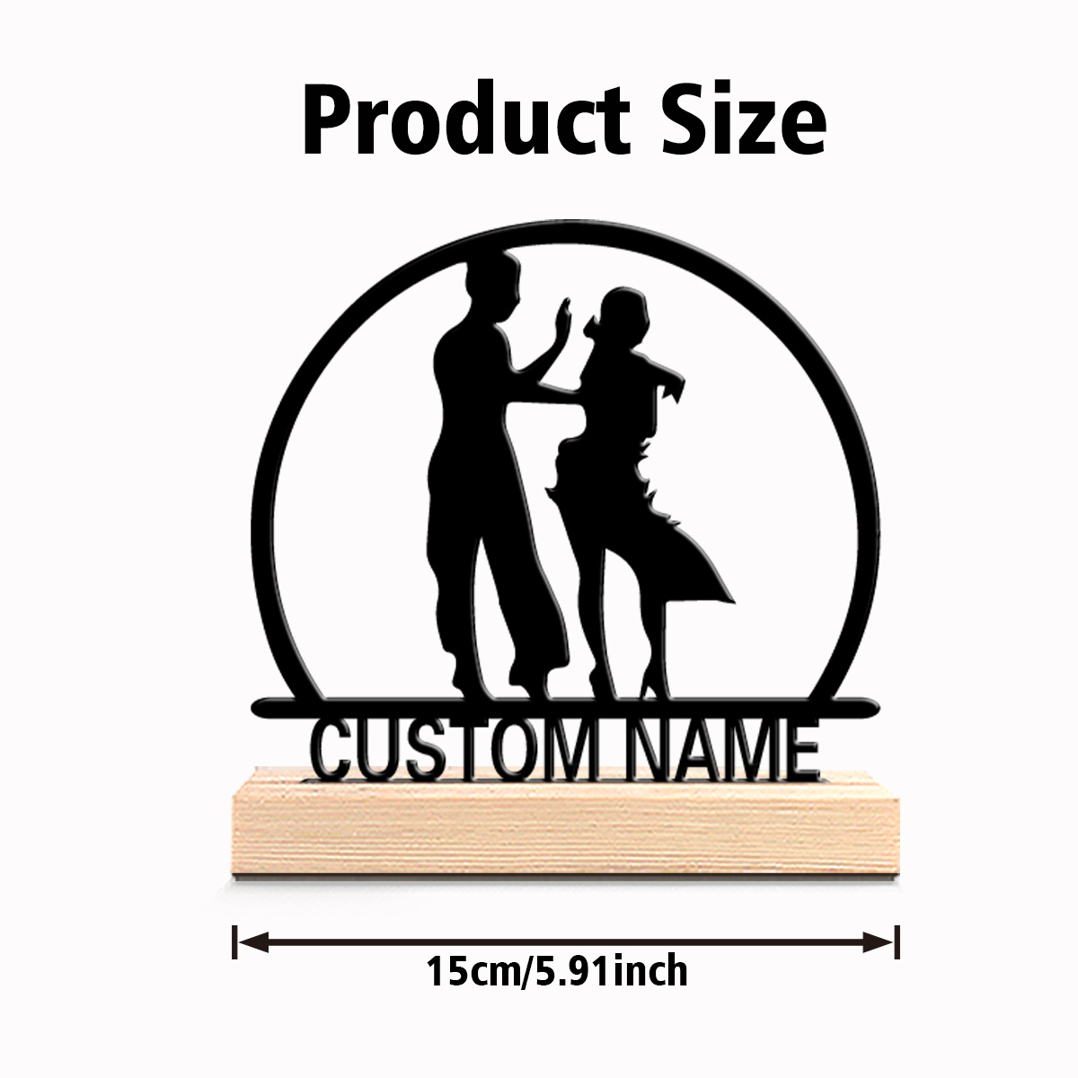 TEMU 1pc Personalized Latin Dance Couple Statue - Custom Name/date Dance Statues, Cast Base Tabletop Decor, Valentine' Gift For Dancers, Or For Dance