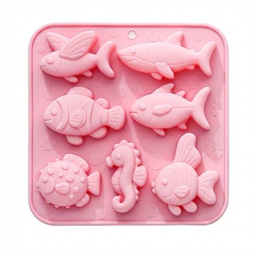 7-In-1 Marine Fish Silicone Mold for Chocolate, Cake Baking Trays, Candy, , Wax, And Soap | Animal Summer Decoration