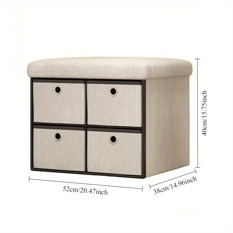 Modern Style Seat Storage Stool - Shoe, Clothing, And Toy Storage Box, Durable Fiberboard Shoe Changing Stool with Drawers, Space Saving Design for Small Rooms
