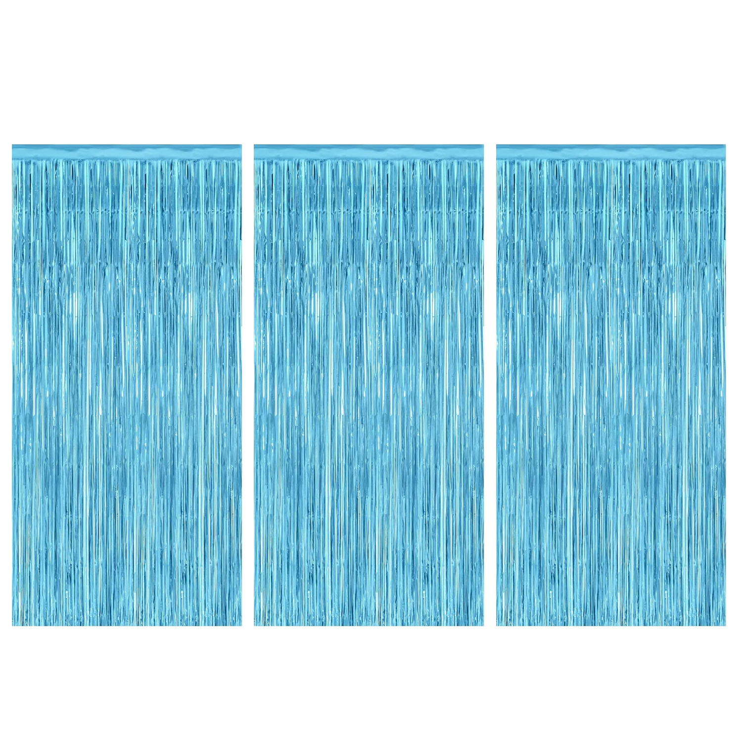 Image of 3pcs 2*1m Metallic Light Blue Ribbon Streamers For Gender Reveal Party, Birthday Party, Ocean Themed Party Decorations, Anniversary, Wedding Backdrop Decor, Tassel Ribbons