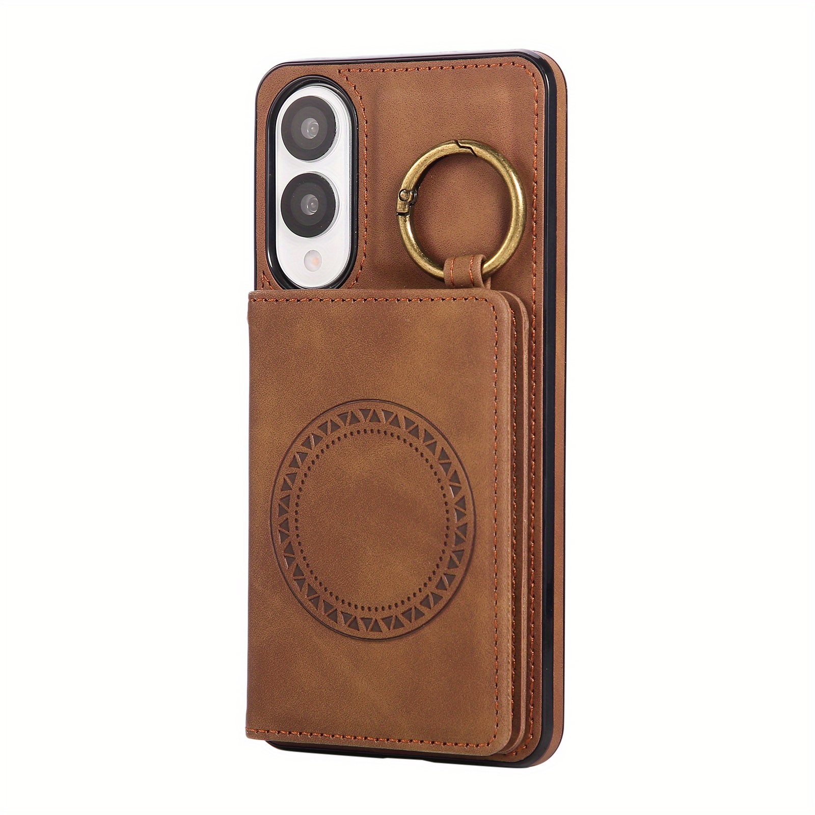 TEMU Phone Case: Brown Car Magnetic Ring Holder Crossbody Long Strap Fashion New Phone Case For Men And Women, Compatible With Galaxy S25 Edge/s25