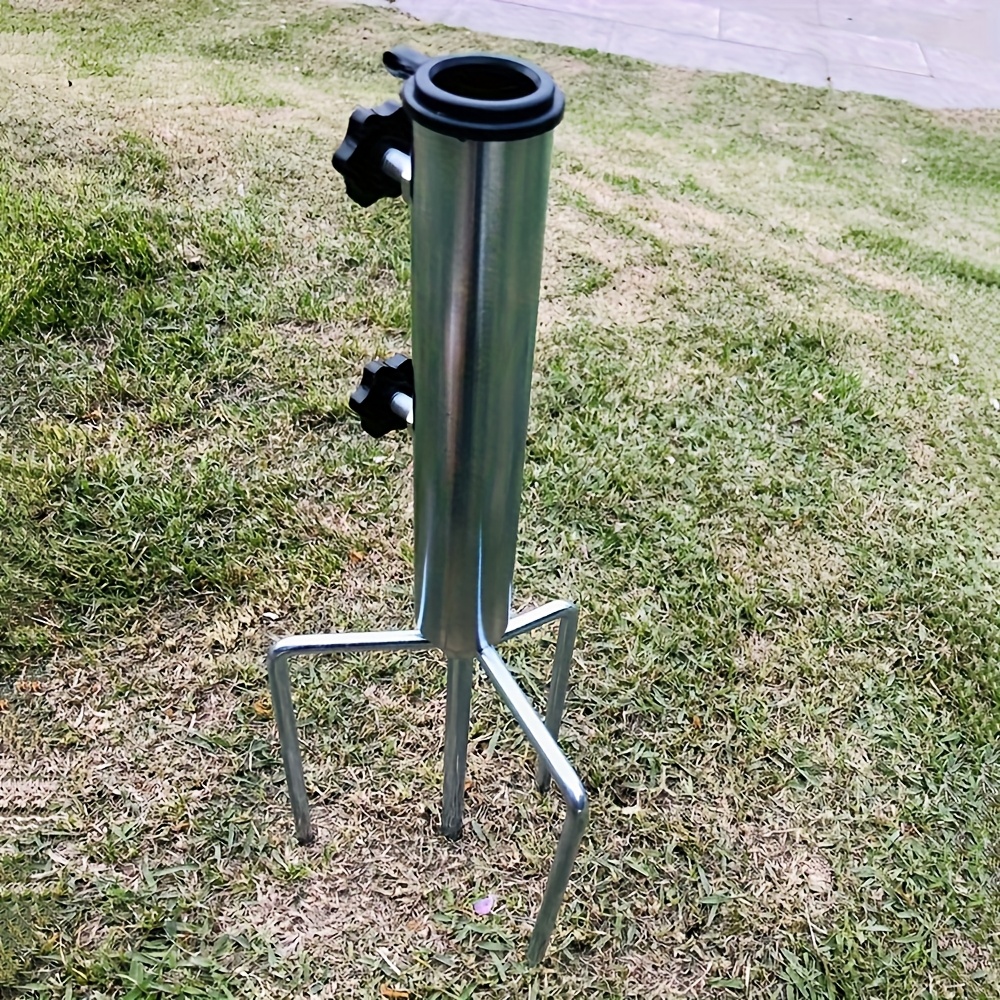 TEMU Heavy-duty Garden For Umbrella Anchor With 4 Spikes Portable Metal Stand With , Suitable For Umbrellas, Flags, Fishing Rods, And Tent Poles For
