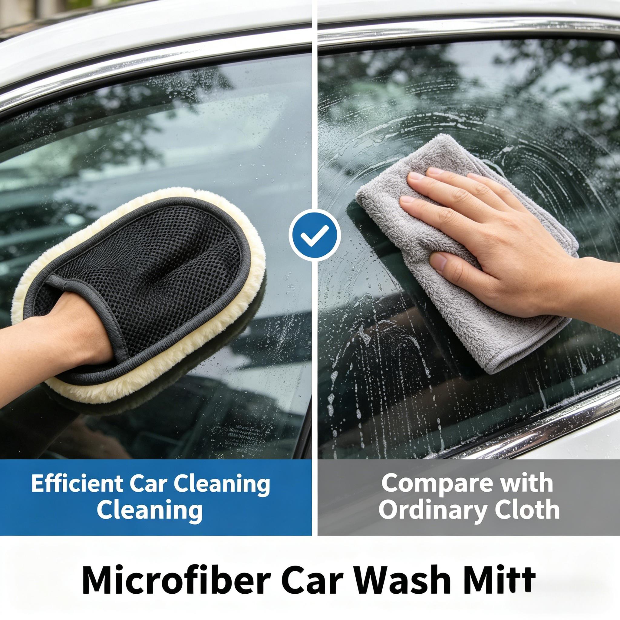 3pcs Set, (2pcs Soft Microfiber Car Cleaning Gloves And 1pc Car... product image 3