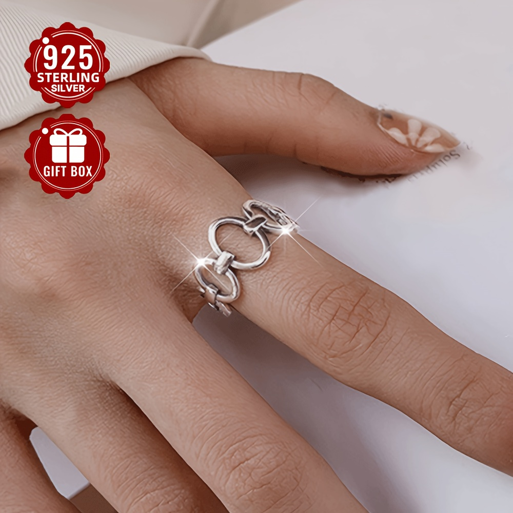 925 Silver Irregular Circle Adjustable Ring for Daily Wear & Gifting