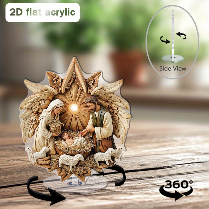 Lot De 9 Ornements Plats Scène De Crèche De Noël - Décorations PVC Pour Bricolage Et Projets De Vacances - 2