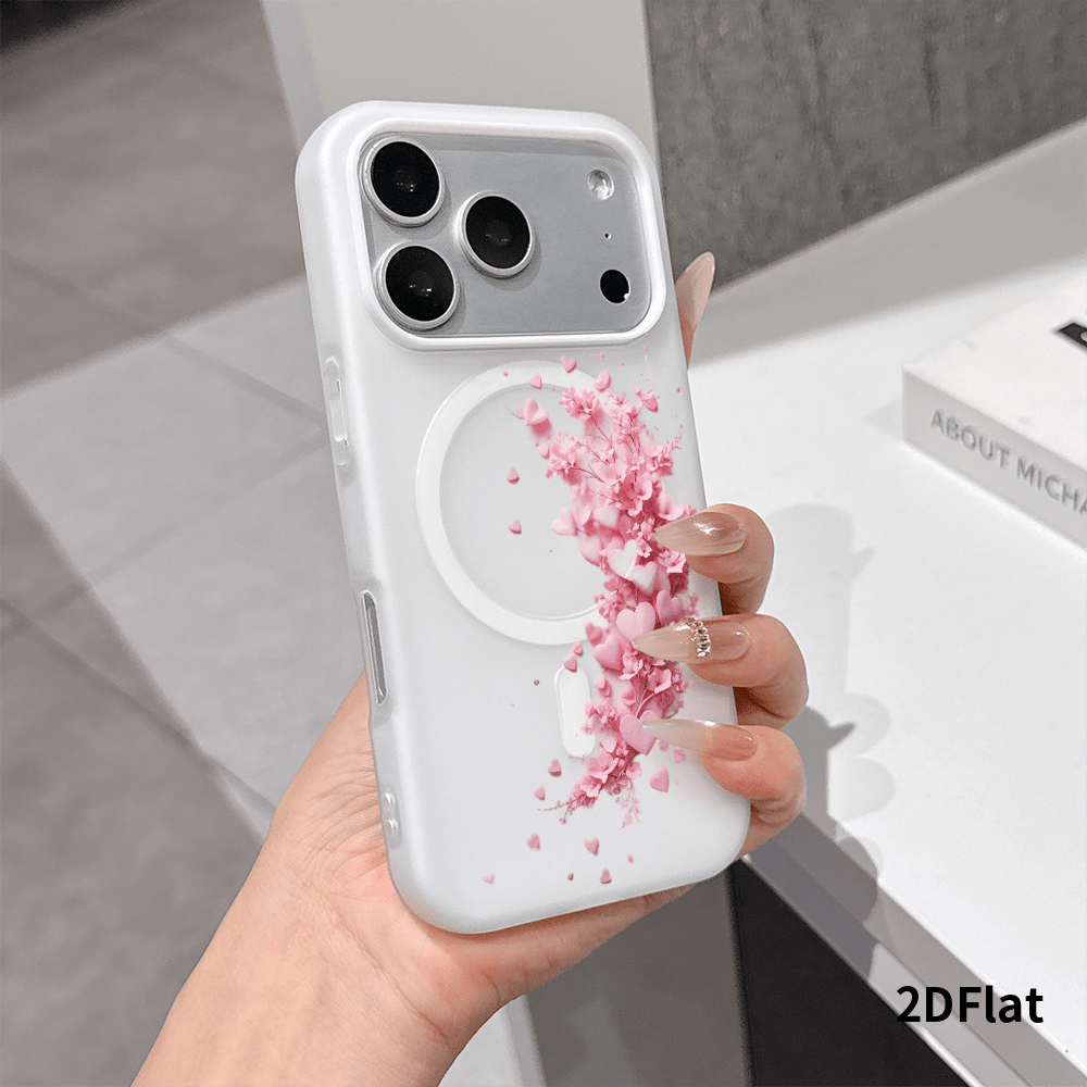 TEMU Чохол для телефону: 2DFlat Рожеве , що розквітає, для iPhone 17 Pro Max/16 Pro/15/14 Plus, креативний розписаний 13 для чоловіків та жінок,