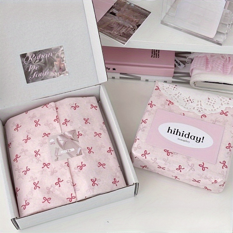 

20pcs Premium Floral Bowknot Gift Wrap Paper - Elegant Decorative For Presents & Packaging