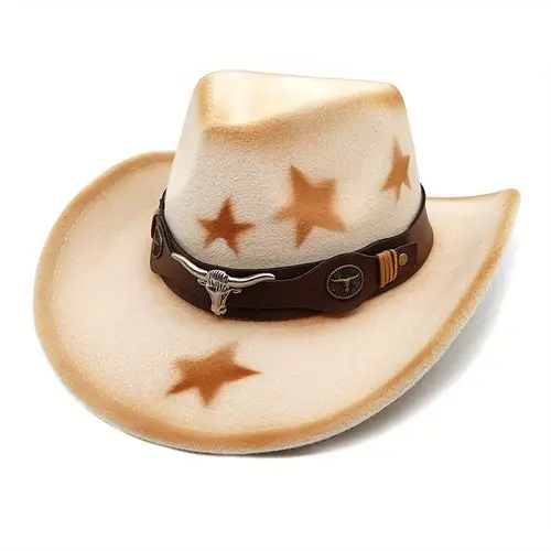 unisex western cowgirl embroidered rivets wide brim hat for weddings parties travel hand washable party accessory decorative embroidery