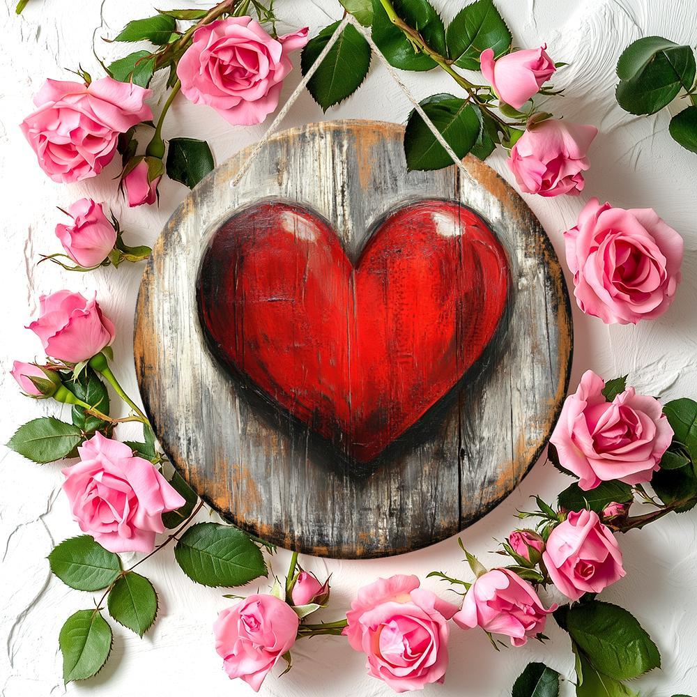 

Rustic Sign - Perfect Valentine's Day Gift, Romantic Wall Art For Home & Garden Decor, Valentines Decorations