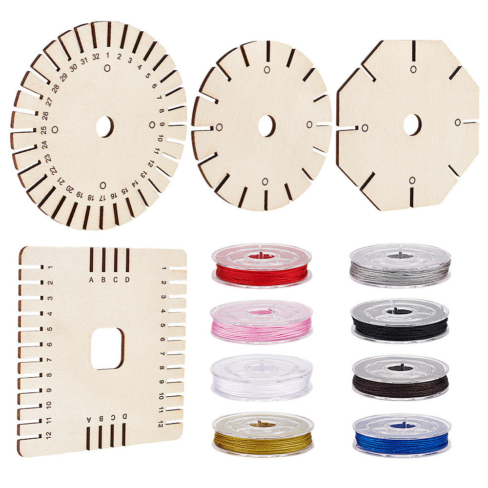 TEMU 1 Set de 8 Rouleaux de Fil de Nylon 8 Couleurs pour la Fabrication de Bijoux avec des Planches d'Enroulement de Fil de Bois, Couleurs Mélangées