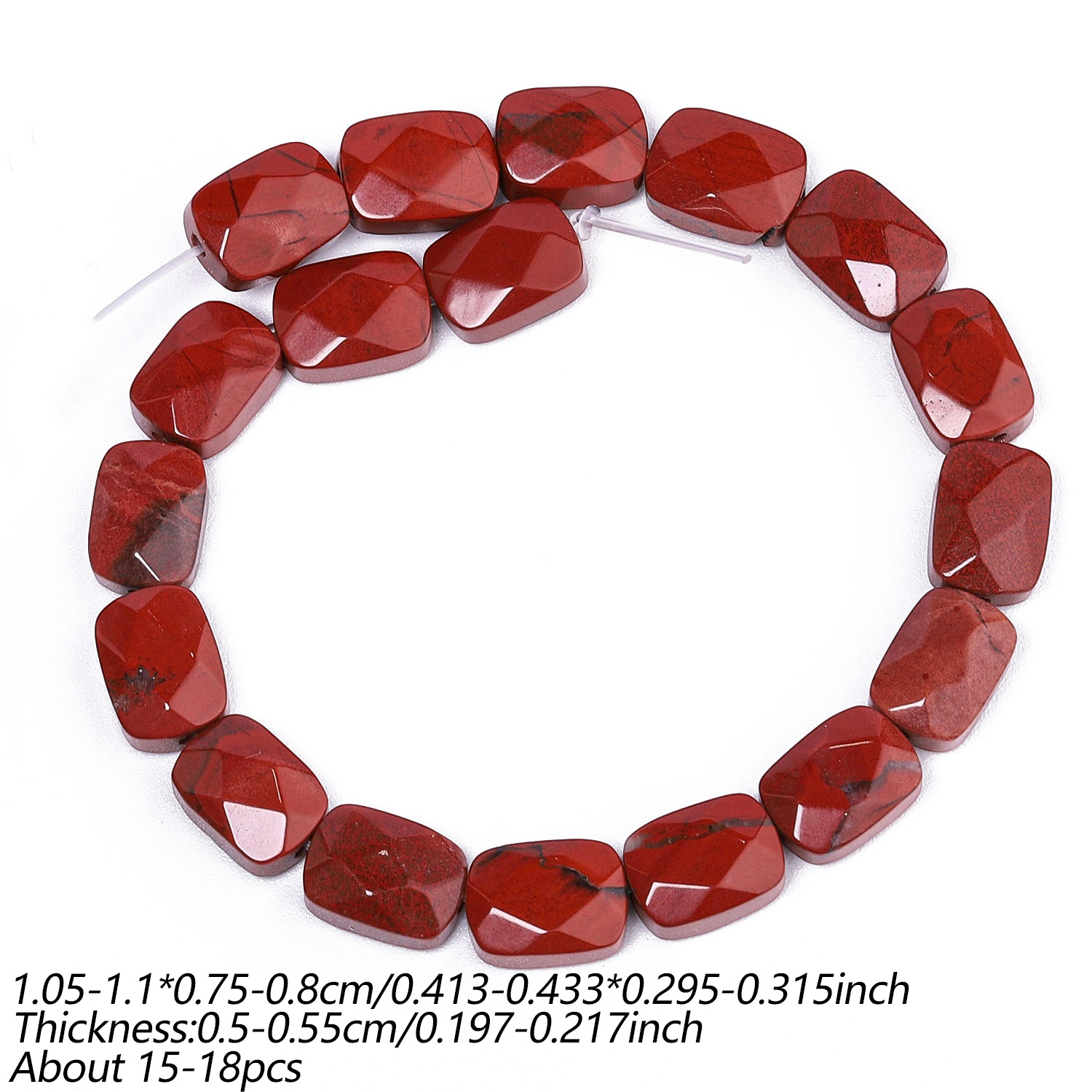 TEMU Perles rectangulaires facetées en naturelle rouge 8X11Mm, pour la création de bijoux, bracelets , , pendentifs, cadeaux pour femmes