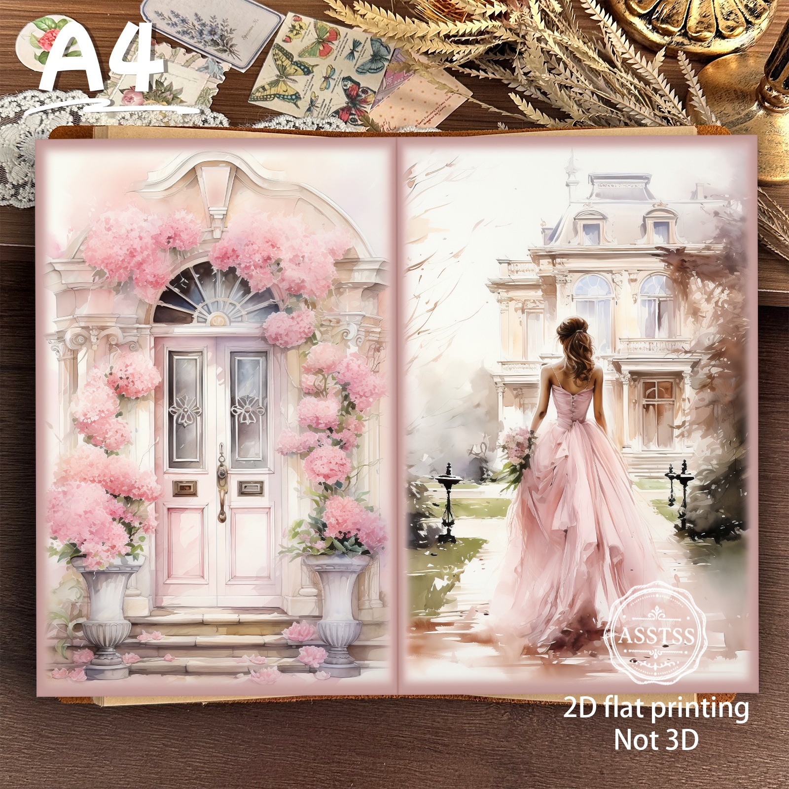 TEMU ASSTSS 10 feuilles A4 [2D Plat] Carnets Victorien, de Papier Décoratifs pour Scrapbooking, pour Arts et Artisanat, Fournitures de Scrapbooking,