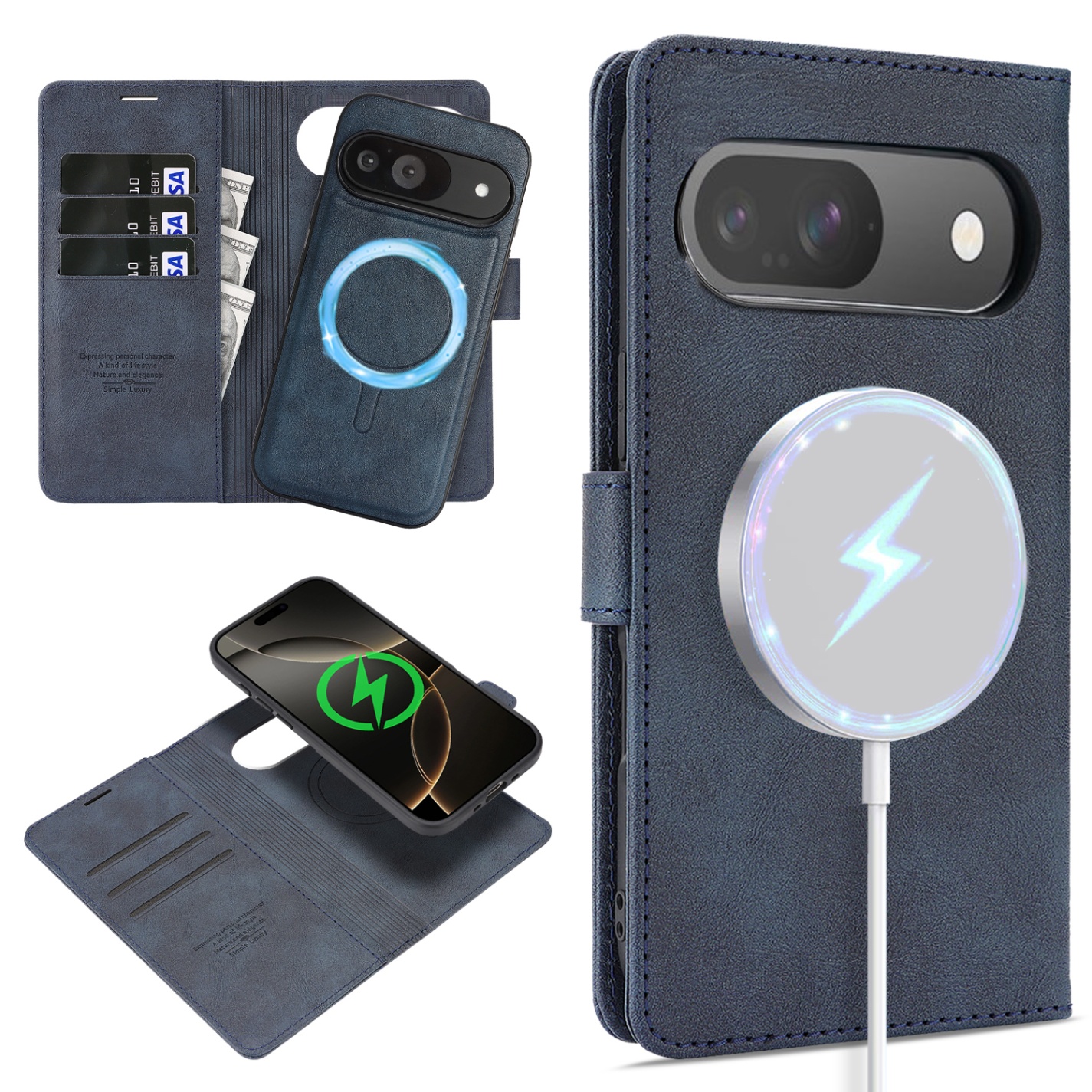 TEMU Phone Case - Suitable For Google 10a Magnetic Detachable Leather Case 10proxl 2-in-1 Wireless Charging Phone Case 9a Protective Case