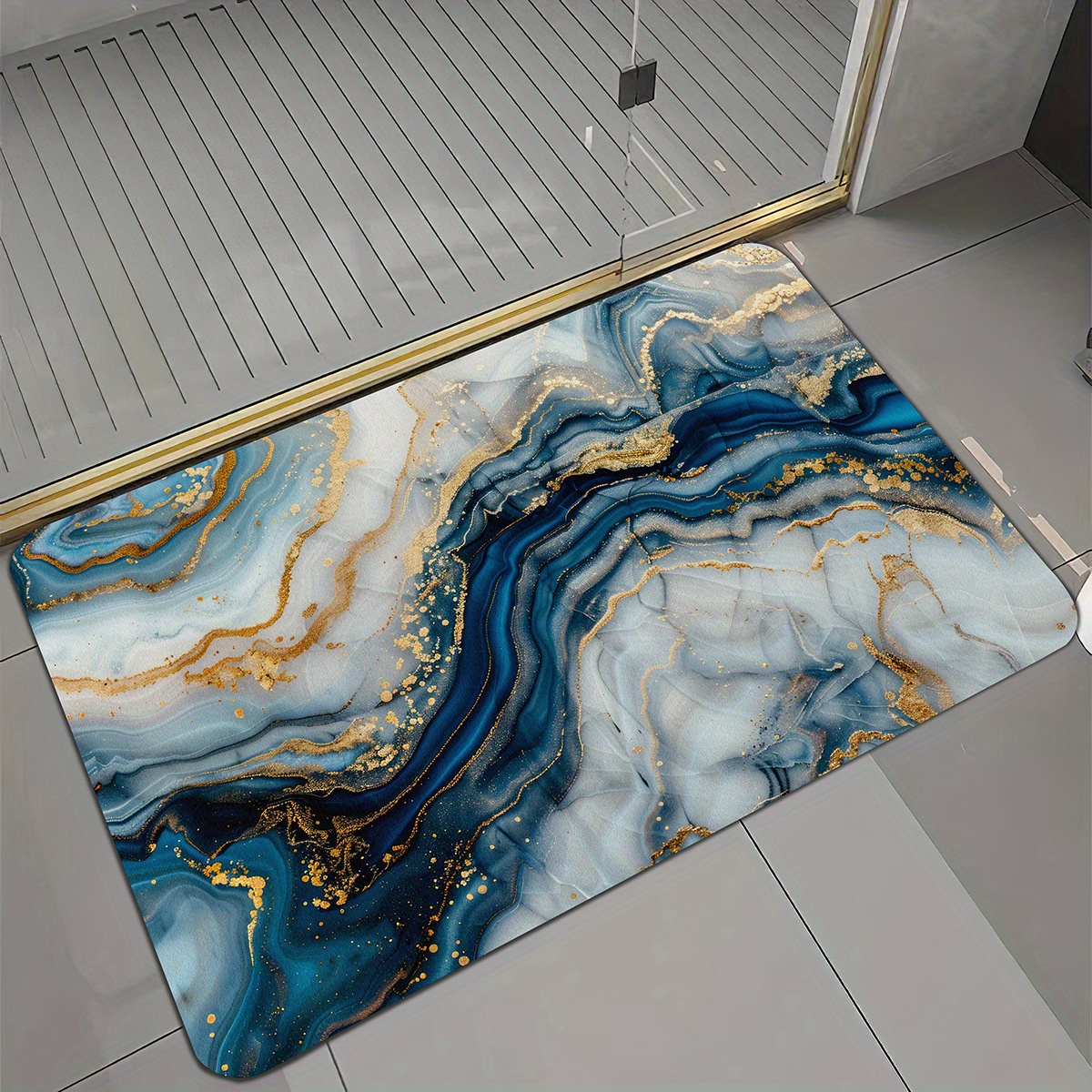 TEMU 1 pezzo, Tappetino da bagno con texture marmorizzata, Tappeto decorativo, per aree bagno, Tappetino per vasca da bagno, Tappetino per porta del