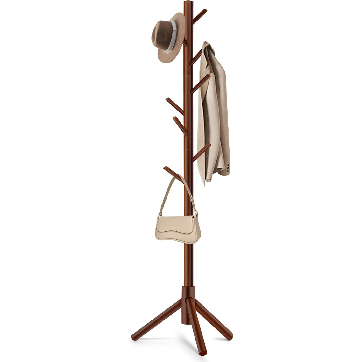 TEMU Coat Rack, Freestanding Coat Rack With 8 Hooks And 3 Adjustable Size Tree Coat Racks For Bedroom, Hallway, Entrance, Office, For Hats, Coats, Scarves, Handbags
