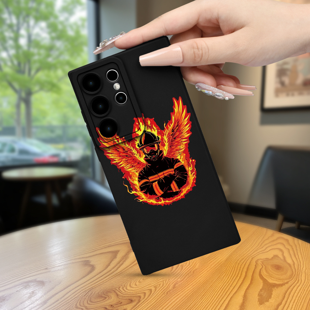 handyhlle - kreative minimalistische handyhlle mit feuerwehrmuster,  trendig und beliebt, transparent, fr damen und herren, komfortabler griff  fr samsung und galaxy  s23/s23plus/s23ultra/s23fe/s22ultra/s22plus/s22/s21ultra/s21fe/s21/s20ultra/s20plus  ...
