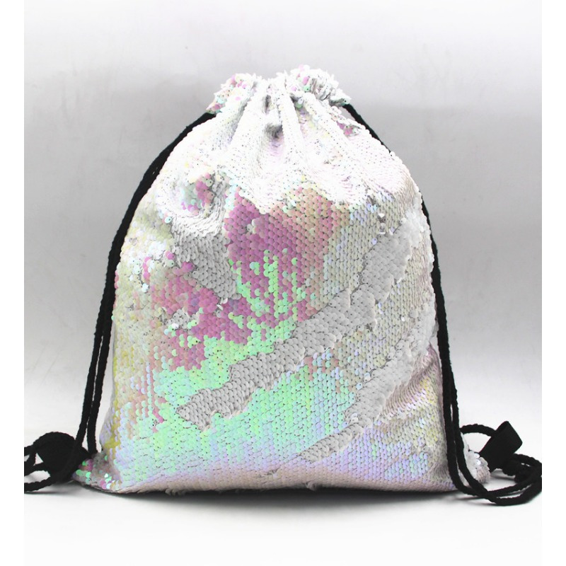 Image of Mermaid Sequin Sports Bag, Sequin Drawstring Backpack, Sequin Outdoor Backpack