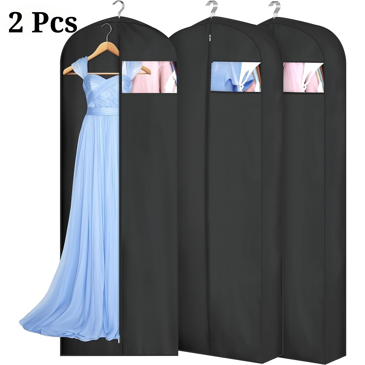 E-shop 2 Stück Extra Lange 60X150Cm Klare Kleiderbeutel - Robuste PEVA Hängekleiderbeutel für Hochzeit/Formelle Kleidung, Staubdichte