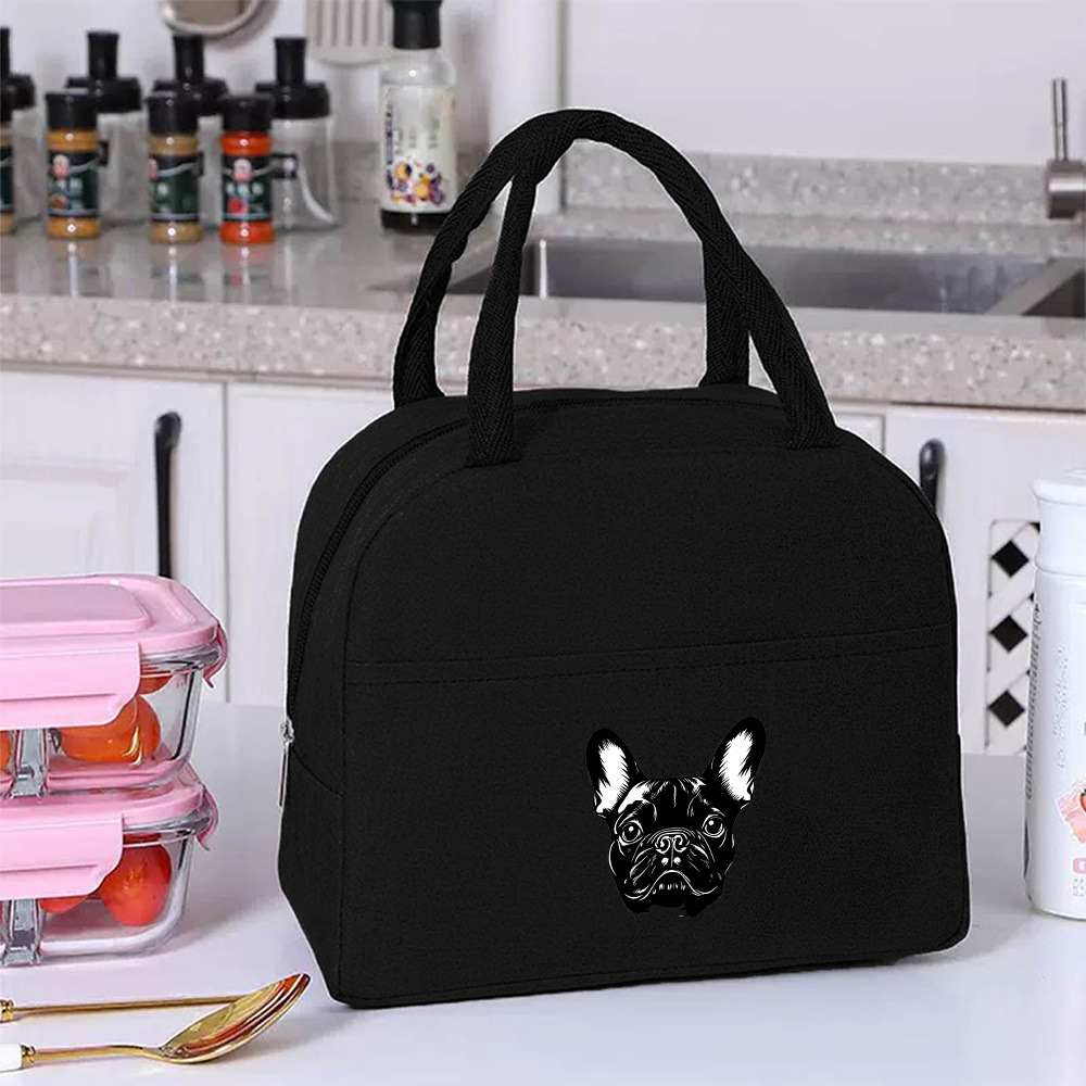 TEMU 1pc Of A French Bulldog Head Portable Thermal Lunch Bag, Leak-resistant, Suitable For Men And Women, Designed For Non-food Contact