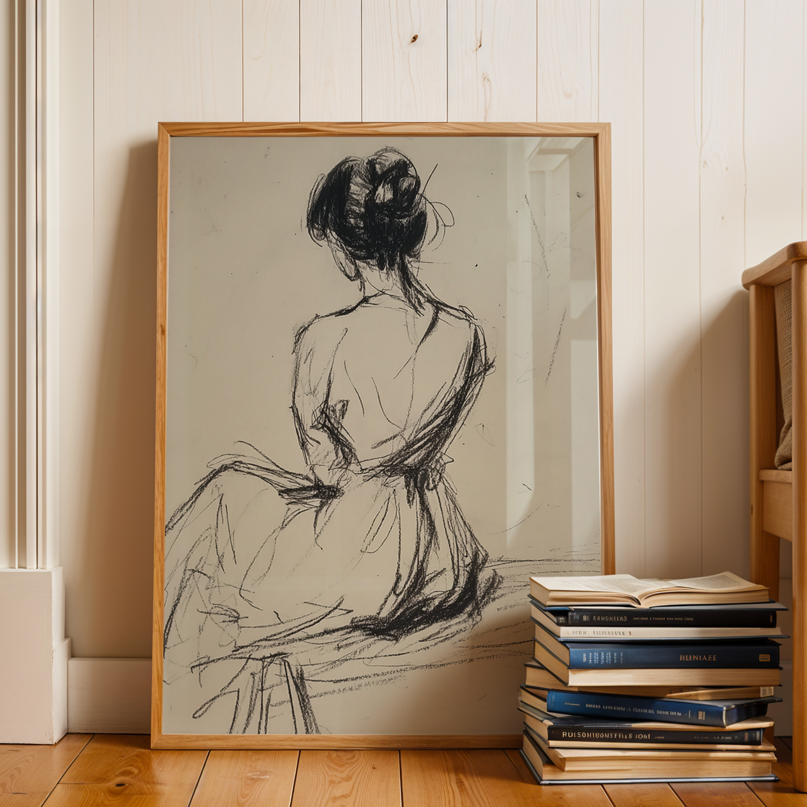 TEMU 2d Flat, 2d Flat, A Single Piece Of Wall Decor Featuring A Vintage-style Poster, Showcasing An Elegant Sketch Of A Woman. This Line Drawing
