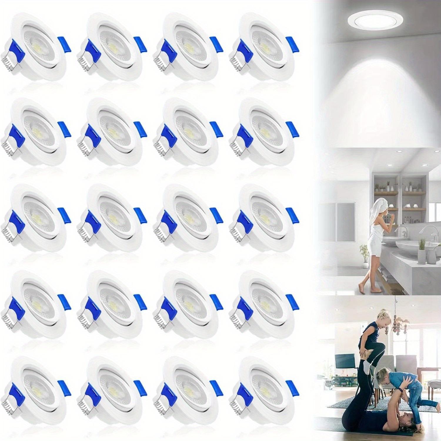 set of 20 ultra flat led recessed spotlights 5w 30mm installation depth round ceiling lights cool white warm white