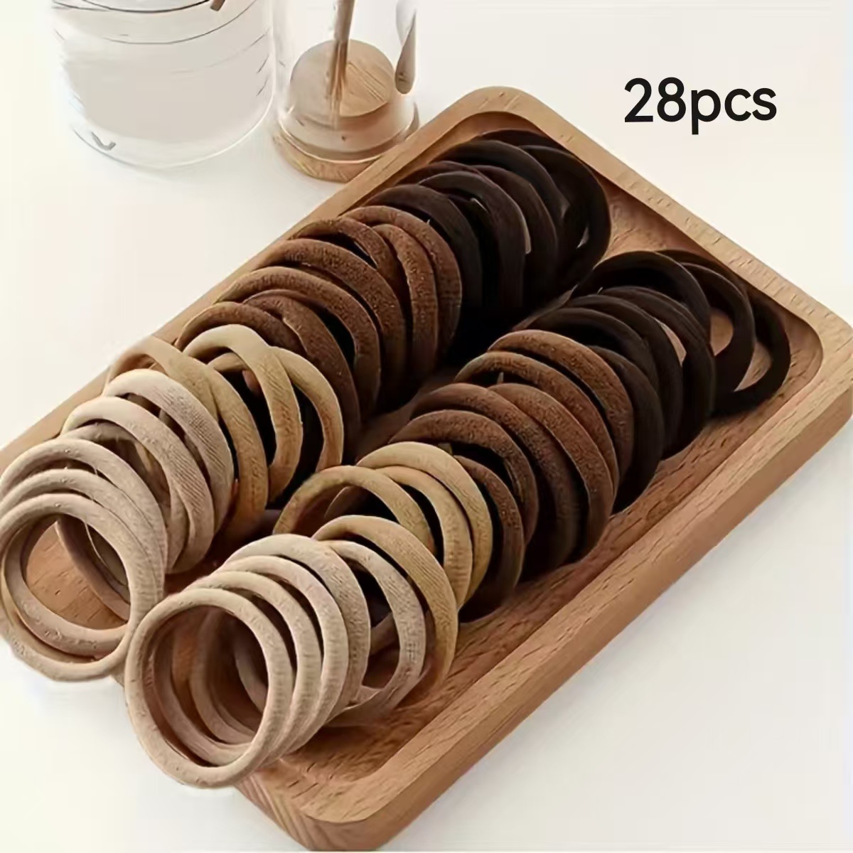 Image of 28/35pcs Solid Color Elastic Hair Ties, High Elastic Hair Bands, Fashionable And Easy, Ponytail Holders, Suitable For Women' And Casual Use, Gift