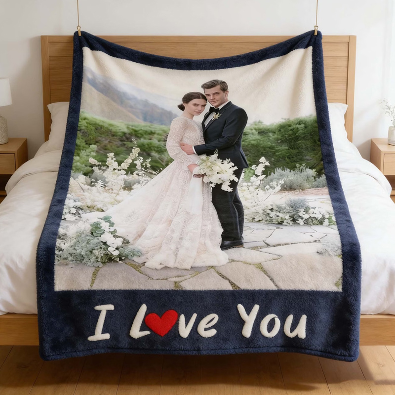 TEMU A 2d Flat Custom Photo Flannel Blanket, A Gift For A Friend, A Personalized Self- Picture Throw For Valentine's Day, Suitable As A Birthday Or