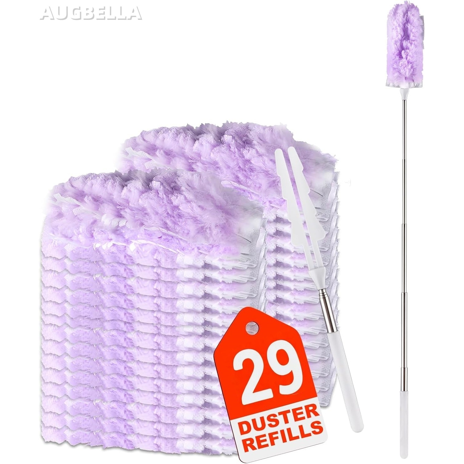TEMU 29pcs Kit, Includes 28 Duster Replacement Pads And 1 Telescopic Extension Pole, Microfiber Dusting Supplies, 180° Dusting Cloth, Suitable For